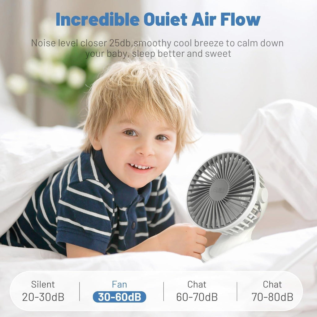 Ultra Quiet Clip On Fan With 360 Degree Rotation, USB Rechargeable Portable Personal Fan For Desk, Bed, Dorm, Treadmill And Indoor Outdoor Use