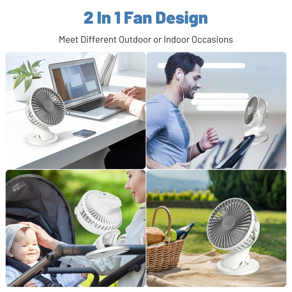 Ultra Quiet Clip On Fan With 360 Degree Rotation, USB Rechargeable Portable Personal Fan For Desk, Bed, Dorm, Treadmill And Indoor Outdoor Use